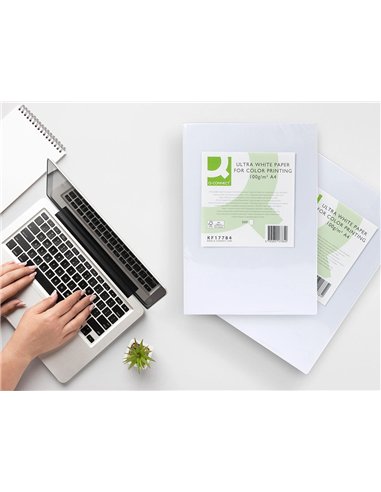 Papier q-connect multifonction ultrawhite a4 100g/m2 blancheur 170 opacité 96 rigidité 60 500 feuilles.