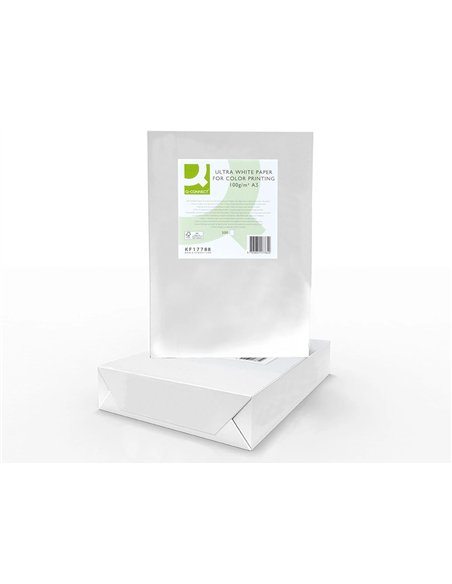 Papier q-connect multifonction ultrawhite a3 100g/m2 blancheur 170 opacité 96 rigidité 60 500 feuilles.