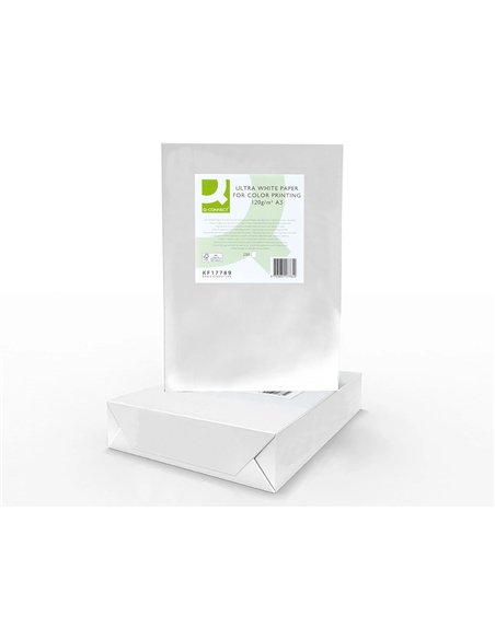 Papier q-connect multifonction ultrawhite a3 120g/m2 blancheur 170 opacité 96 rigidité 60 250 feuilles.