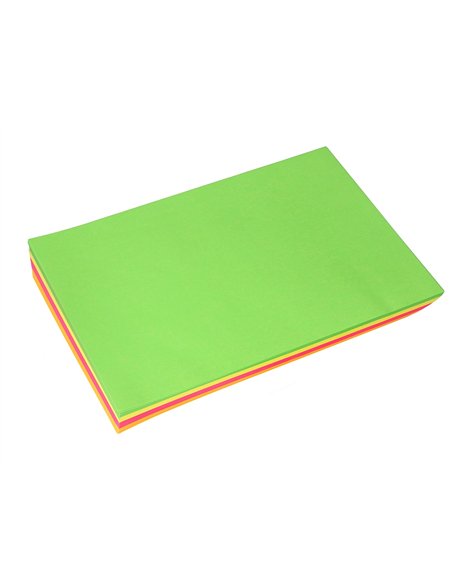 Papier couleur néon liderpapel multifonction a4 75g 4 coloris assortis néons jaune orange rose vert 100f.