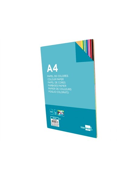 Papier couleur liderpapel multifonction a4 80g/m2 assortiment 25 couleurs paquet 100 feuilles.