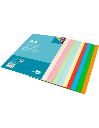 Papier couleur liderpapel multifonction a4 80g/m2 assortiment 25 couleurs paquet 100 feuilles.