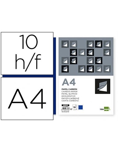 Papier carbone liderpapel film bleu format a4 boîte de 10 feuilles.