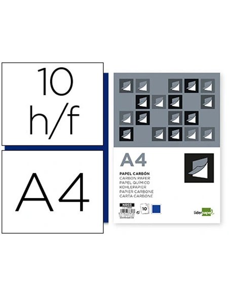Papier carbone liderpapel film bleu format a4 boîte de 10 feuilles.