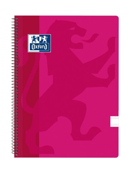 Cahier à spirale classique Oxford School, couverture plastique, folio, ligné 2,5 avec marge, 80 feuilles, fuchsia