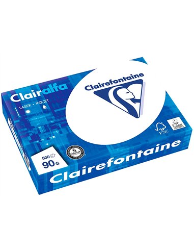 Papier clairefontaine clairalfa extra blanc a4 90g/m2 blancheur 170 opacité 93 rigidité 135 toucher satiné 500 feuilles.