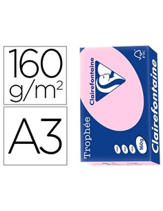 Papier clairefontaine multifonction laser cloueur trophe a3 160g/m2 rose parfaite opacite paquet 250.