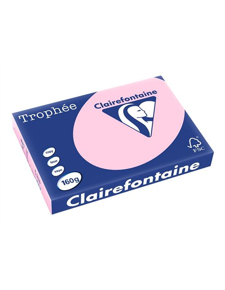 Papier clairefontaine multifonction laser cloueur trophe a3 160g/m2 rose parfaite opacite paquet 250.