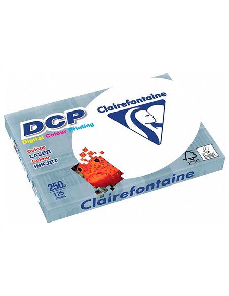 Papier clairefontaine multifonction laser couleur dcp a4 250g/m2 blanc satiné parfaite opacité 125 feuilles.
