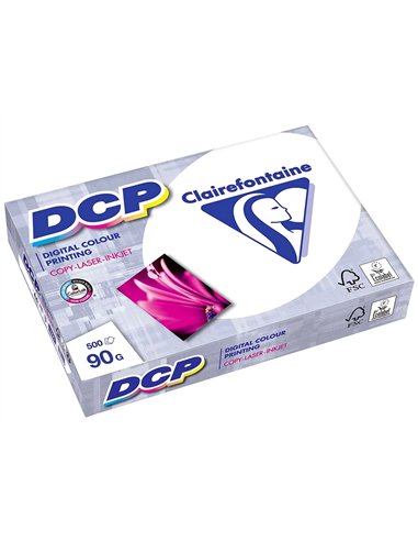 Papier clairefontaine multifonction laser couleur dcp a4 90g/m2 blanc satiné parfaite opacité 500 feuilles.