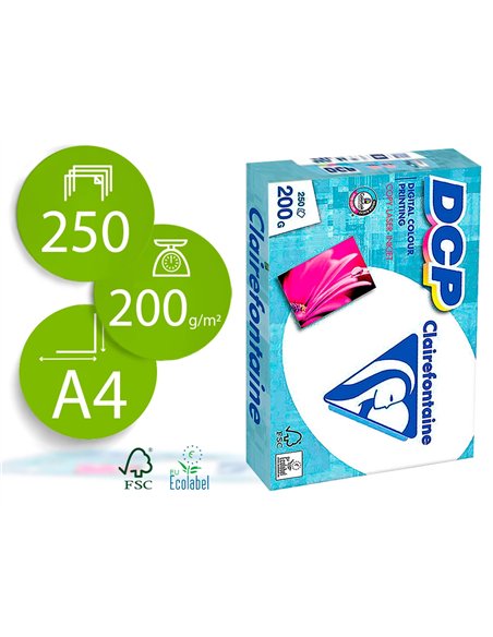 Papier clairefontaine multifonction laser couleur dcp a4 200g/m2 coloris blanc satine - ramette de 250.