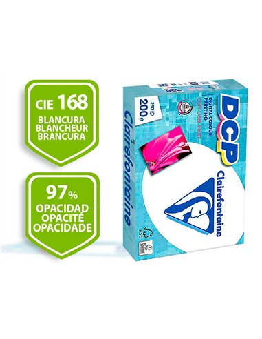 Papier clairefontaine multifonction laser couleur dcp a4 200g/m2 coloris blanc satine - ramette de 250.