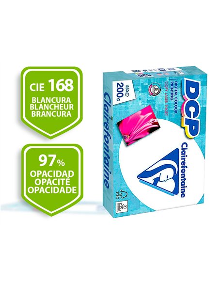 Papier clairefontaine multifonction laser couleur dcp a4 200g/m2 coloris blanc satine - ramette de 250.