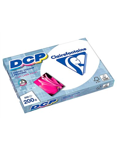 Papier clairefontaine multifonction laser couleur dcp a4 200g/m2 coloris blanc satine - ramette de 250.