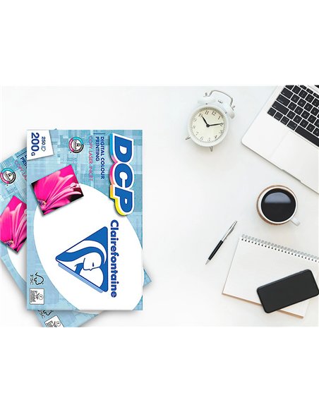 Papier clairefontaine multifonction laser couleur dcp a4 200g/m2 coloris blanc satine - ramette de 250.