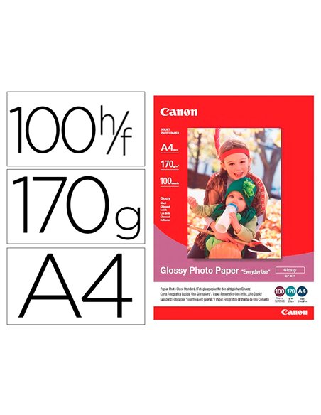 Papier photo canon a4 brillant 200gr/m2 paquet 100 feuilles.