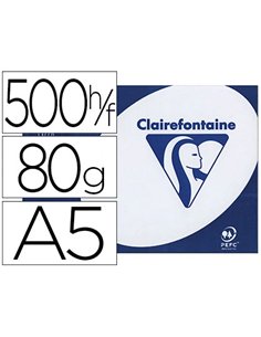 Papier clairefontaine clairalfa extra blanc a5 80g/m2 blancheur 170 opacité 93 rigidité 135 500 feuilles.