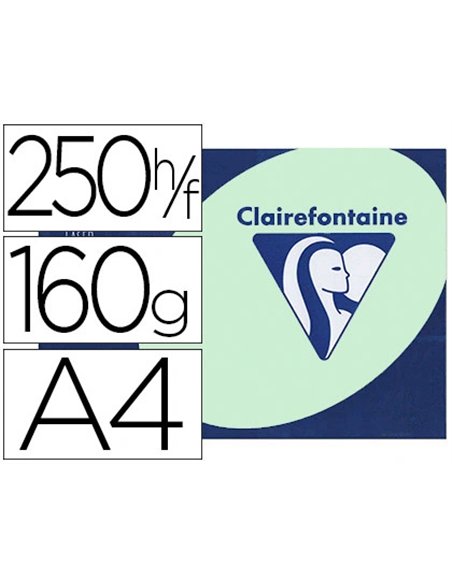 Papier couleur clairefontaine trophée multifonction a4 160g/m2 vert pastel paquet 250 feuilles.