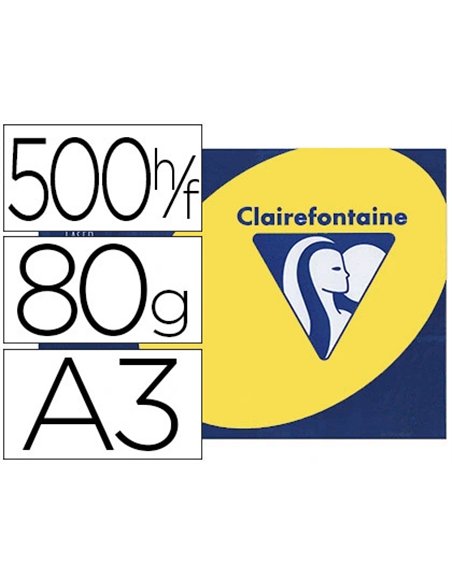 Papier couleur clairefontaine trophée multifonction a3 80g/m2 couleurs vives jonquille paquet 500 feuilles.
