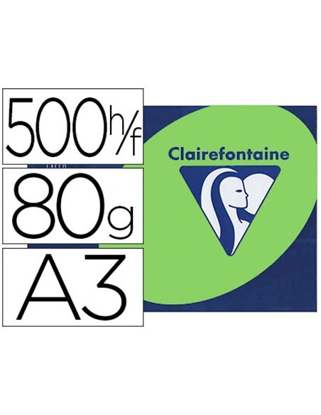Papier couleur clairefontaine trophée multifonction a3 80g/m2 couleurs vives vert golf paquet 500 feuillles.