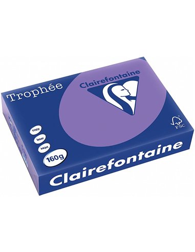 Papier clairefontaine multifonction laser couleur trophe a4 160g/m2violine parfaite opacite paquet 250.