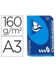 Papier clairefontaine multifonction laser couleur trophe a3 160g/m2 turquoise parfaite opacite paquet 250.