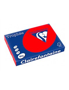 Papier clairefontaine multifonction laser couleur trophe a3 160g/m2 rouge corail parfaite opacite. 2