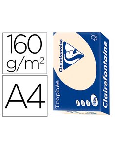 Papier clairefontaine multifonction laser couleur trophe a4 160g /m2 pastel chamois parfaite opacite.