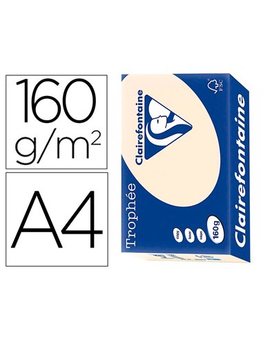 Papier clairefontaine multifonction laser couleur trophe a4 160g /m2 pastel chamois parfaite opacite.