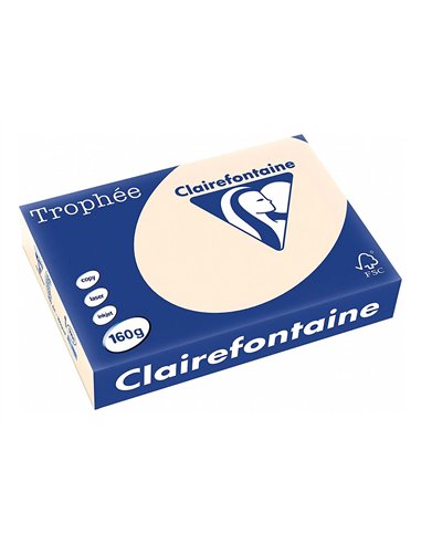 Papier clairefontaine multifonction laser couleur trophe a4 160g /m2 pastel chamois parfaite opacite.