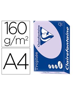 Papier clairefontaine multifonction laser couleur trophe a4 160g/m2 lilas parfaite opacite paquet 250.