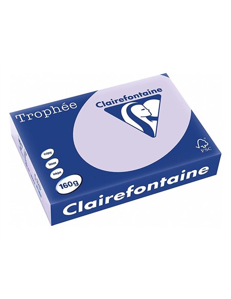 Papier clairefontaine multifonction laser couleur trophe a4 160g/m2 lilas parfaite opacite paquet 250.