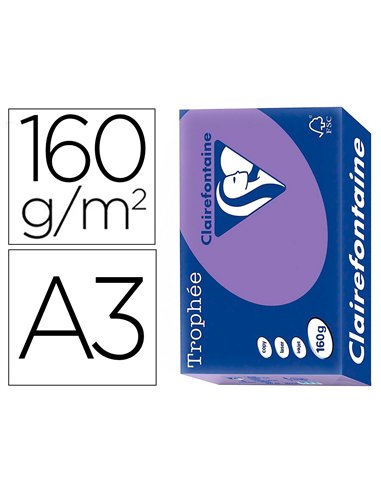 Papier clairefontaine multifonction laser couleur trophe a3 160g/m2 violine parfaite opacite paquet 250.