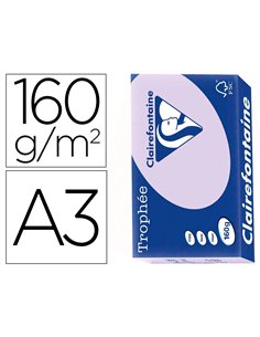 Papier clairefontaine multifonction couleur laser trophe a3 160g/m2 lilas parfaite opacite paquet 250.