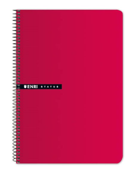 Cahier à spirales Enri Status Fº, couverture rigide, 100 feuilles, 4x4, avec marge, rouge. Couverture rigide durable, grille 4x4