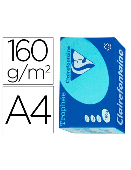 Papier clairefontaine multifonction laser couleur trophe a4 160g/m2 alizee bleu parfaite opacite paquet 250.