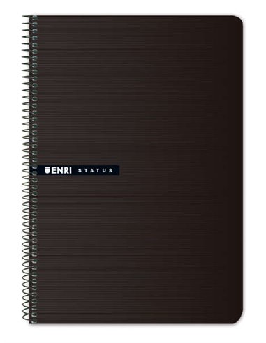 Cahier à spirales Enri Status Fº, couverture rigide, 4x4, 100 feuilles, noir