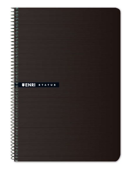 Cahier à spirales Enri Status Fº, couverture rigide, 4x4, 100 feuilles, noir