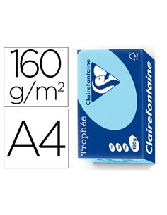 Papier clairefontaine multifonction laser couleur trophe a4 160g/m2 bleu vif parfaite opacite paquet 500.