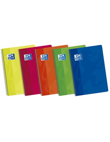 Cahier à spirales Oxford School Classic à couverture souple 4x4 - 80 feuilles - Couleurs vives - Marge 4x4 - Idéal pour les étud