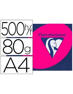 Papier couleur clairefontaine trophée multifonction a4 80g/m2 couleurs intenses rose fuchsia paquet 500 feuilles.