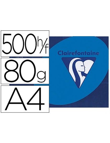 Papier couleur clairefontaine trophée multifonction a4 80g/m2 couleurs intenses bleu turquoise paquet 500 feuilles.