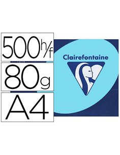 Papier couleur clairefontaine trophée multifonction a4 80g/m2 couleurs vives bleu vif paquet 500 feuilles.