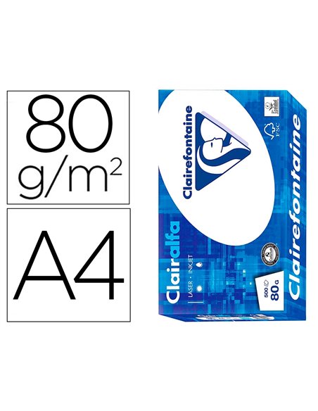 Papier clairefontaine multifonction laser couleur dcp haute qualite a4 80g/m2 blanc parfaite opacite paquet.