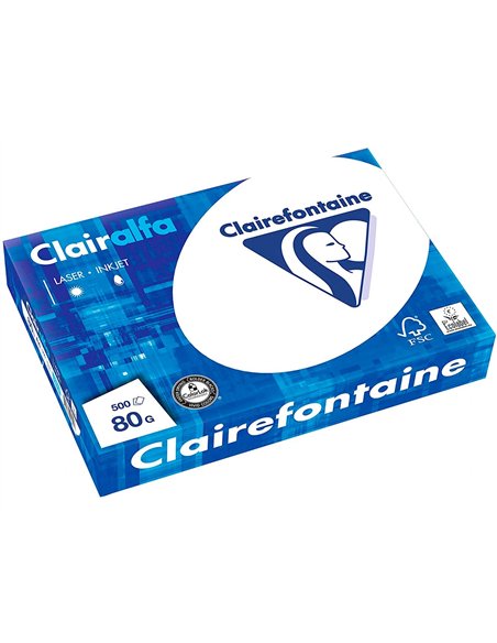 Papier clairefontaine multifonction laser couleur dcp haute qualite a4 80g/m2 blanc parfaite opacite paquet.