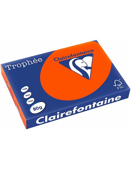 Papier clairefontaine multifonction laser couleur trophe a3 80g/m2 rouge cardinal parfaite opacite.