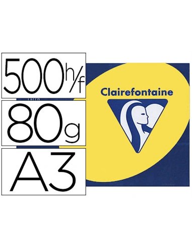 Papier couleur clairefontaine trophée multifonction a3 80g/m2 couleurs intenses jaune soleil paquet 500 feuilles.