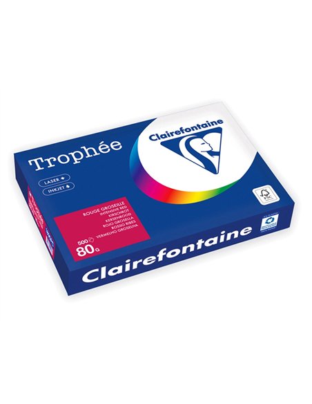 Ramette clairefontaine papier couleur a3 80g 500 feuilles coloris intense rouge.