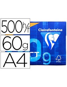 Papier clairefontaine smart print a4 60g/m2 gros tirage blancheur 168 opacité 87 rigidité 70 500 feuilles.