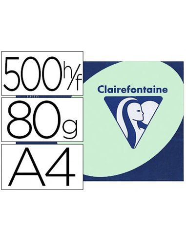 Papier couleur clairefontaine trophée multifonction a4 80g/m2 vert pastel paquet 500 feuilles.